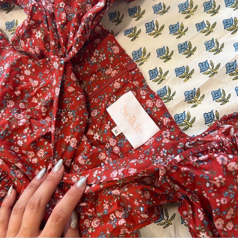Red Cotton Selkie Midi Dress